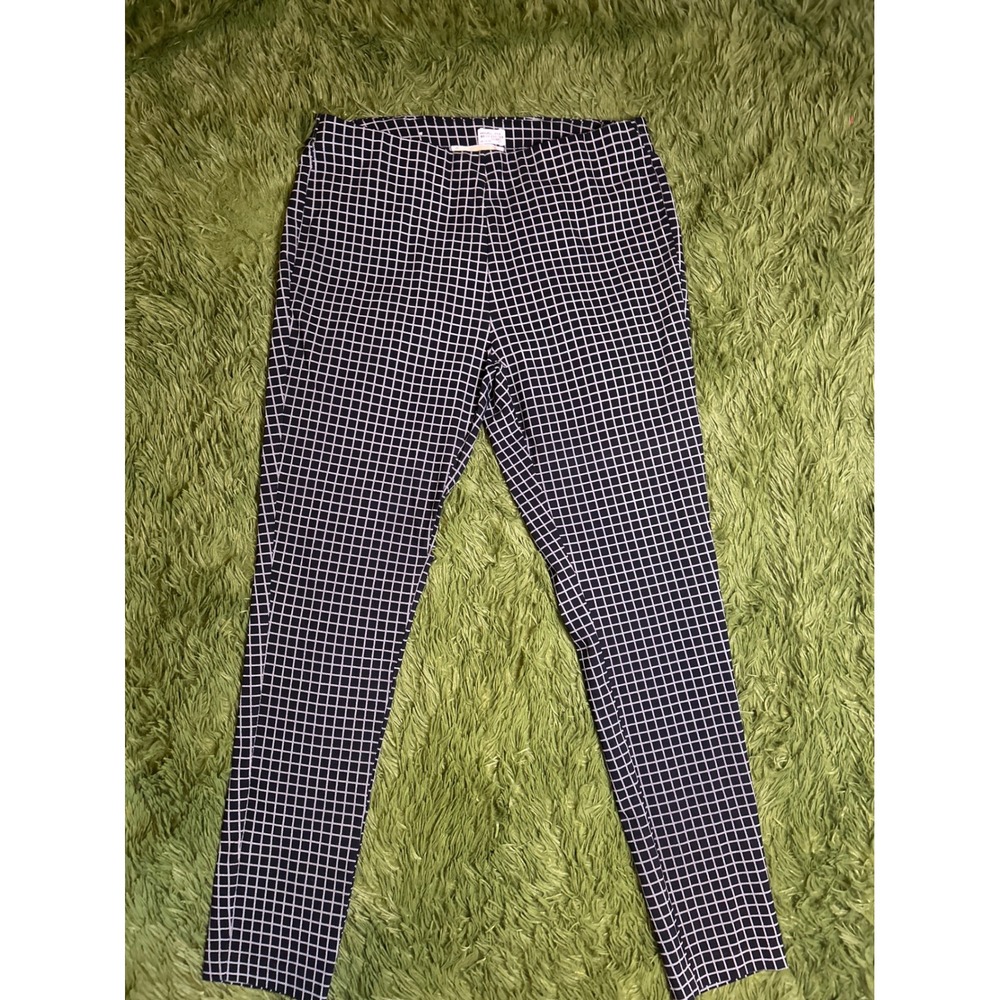 Michael Kors Pants Women Large Black Grid Print Skinny Trousers Casual